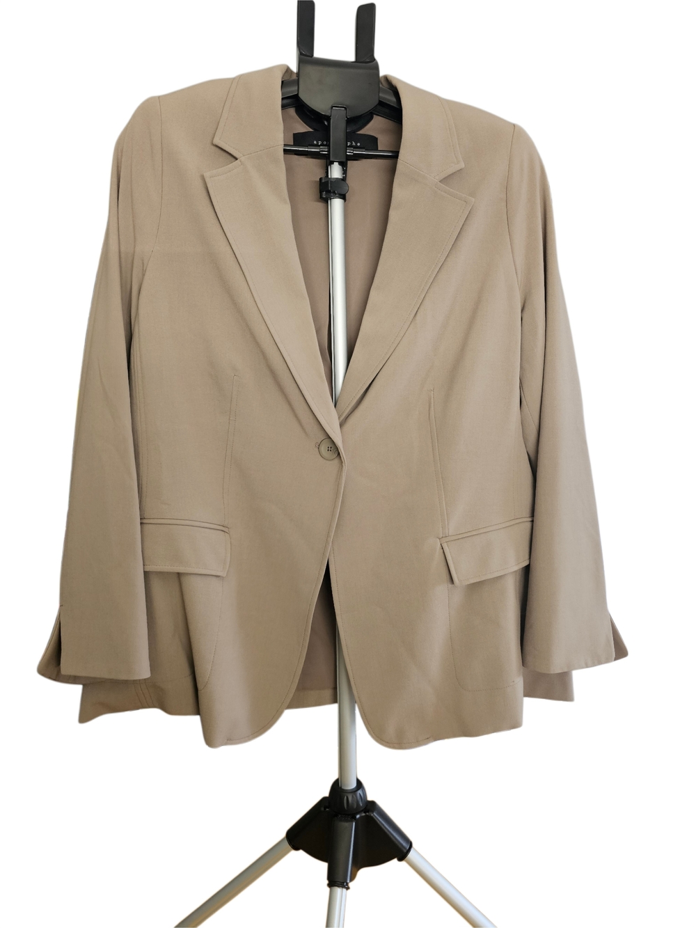 Womens Taupe Single-Button Blazer Jacket
